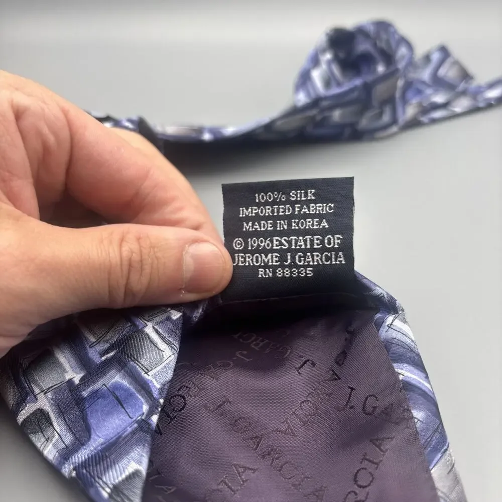 J. Garcia Uncorrected Manuscript Tie Silk Blue Geometric Collection Fourteen